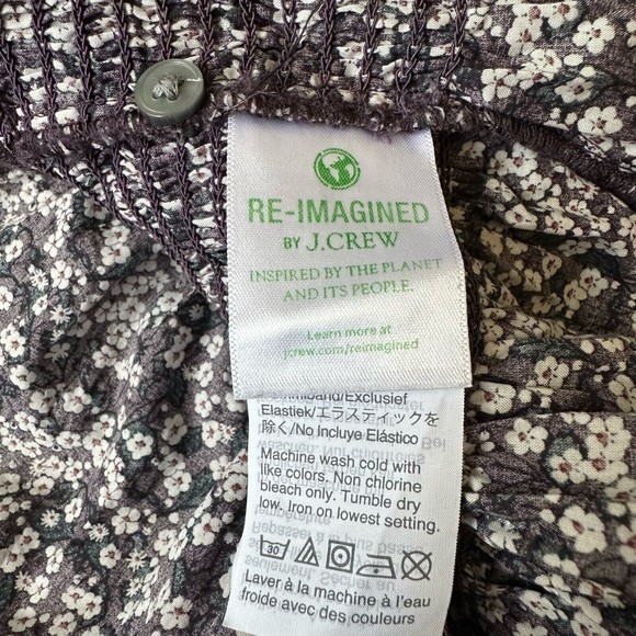 J. CREW Liberty L/S Floral Smocked Waist Blouse Top in Navy Sz S EUC W6947 - Picture 9 of 12